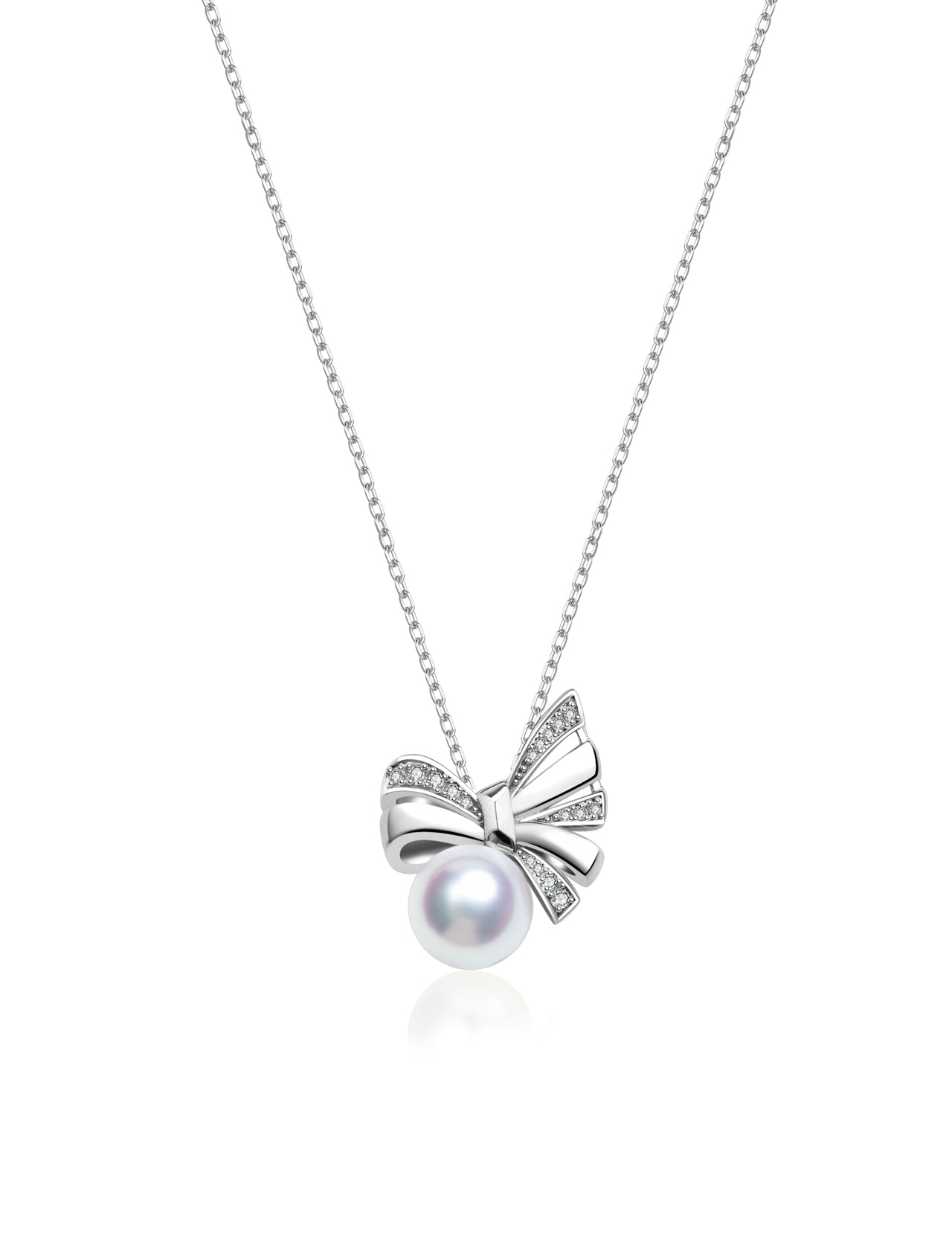 Akoya Pearl Ribbon Bow Necklace